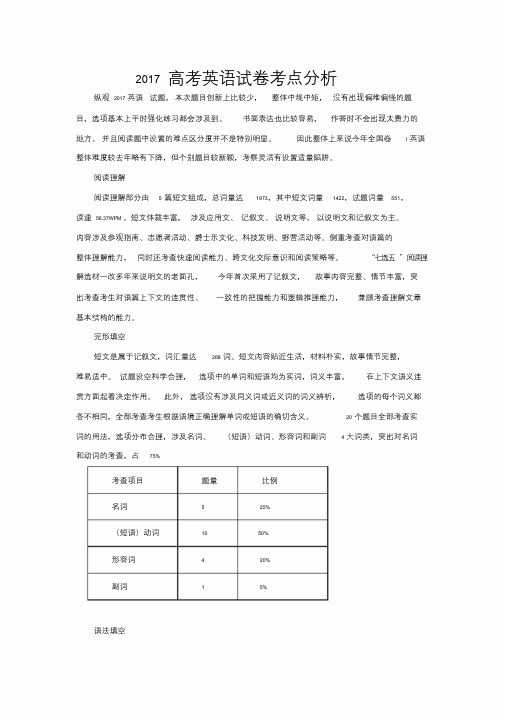 2017全国高考英语考点分析课件