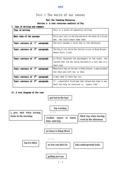 高中英语Unit 1 The world of our senses-Section 1 A tex