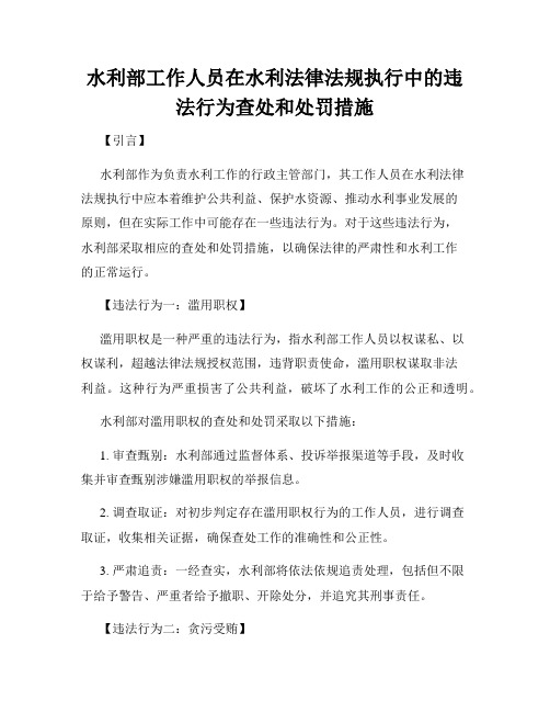 水利部工作人员在水利法律法规执行中的违法行为查处和处罚措施