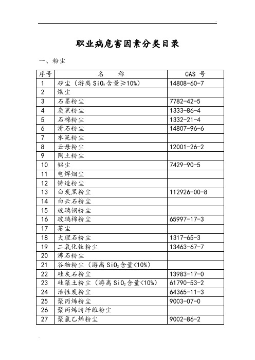 《职业病危害因素分类目录》(国卫疾控发〔2015〕92号)