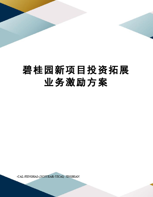 碧桂园新项目投资拓展业务激励方案