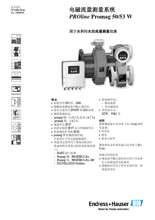 PROline Promag 50 53W 电磁流量测量系统 说明书