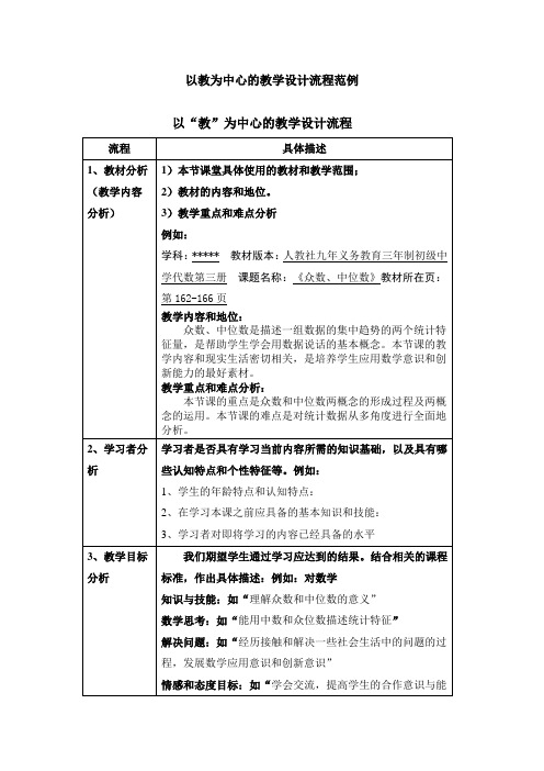 教学设计流程范例