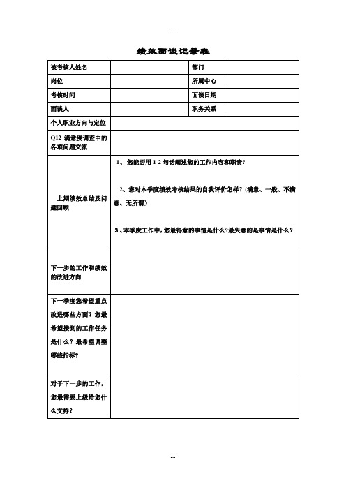 绩效面谈记录表