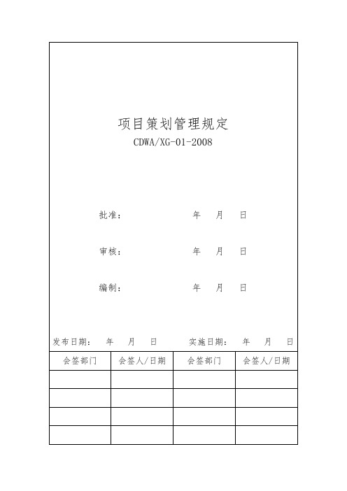 公司项目策划管理规定