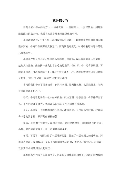 故乡的小河_小学六年级作文600字