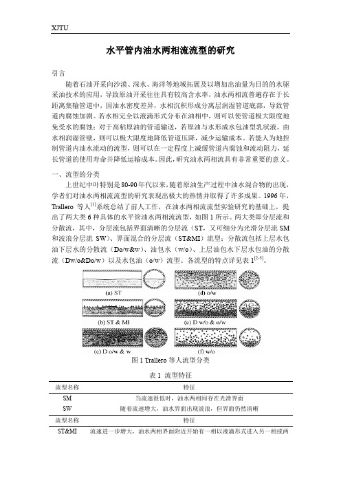 水平管内油水两相流流型的研究