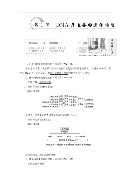 2019-2020学年高一生物人教版必修二教学案：第3章 第1节 DNA是主要的遗传物质 Word版含答案