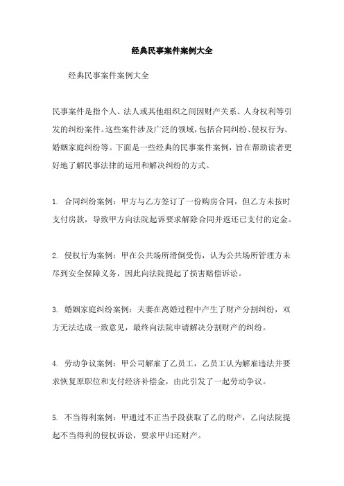 经典民事案件案例大全