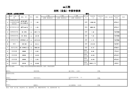 材料设备报审表