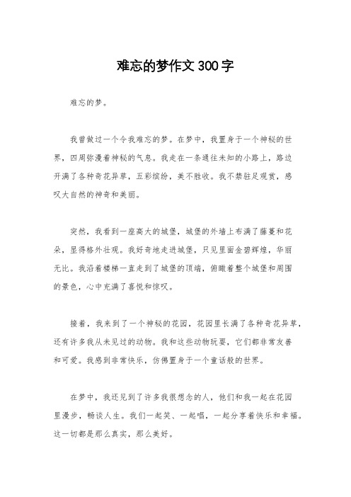 难忘的梦作文300字