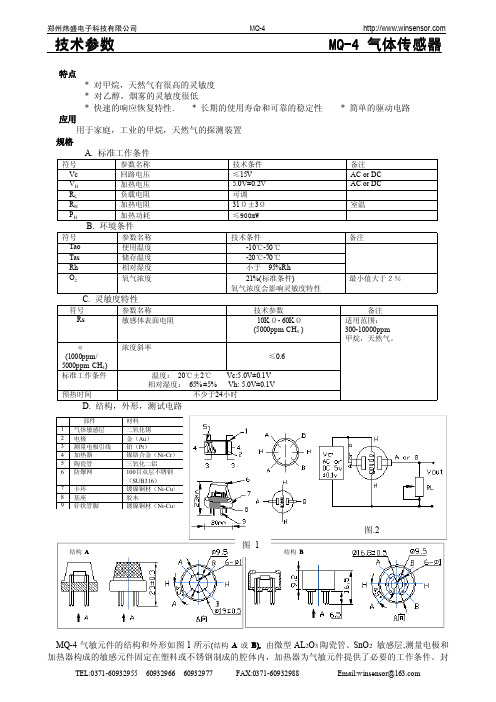 MQ4 甲烷、天然气气体传感器