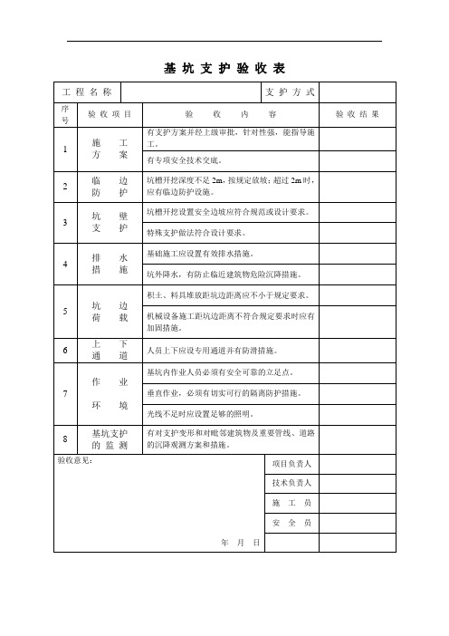 基坑支护验收表