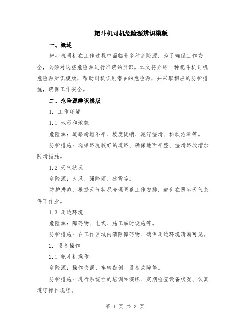 耙斗机司机危险源辨识模版