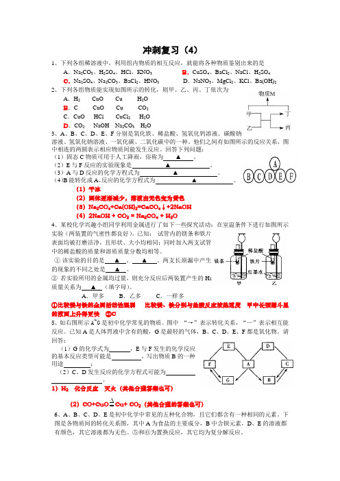 2012中考化学冲刺复习(4) 答案