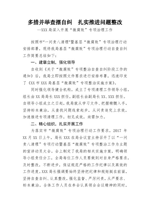 “一问责八清理”暨基层“微腐败”专项治理行动工作总结