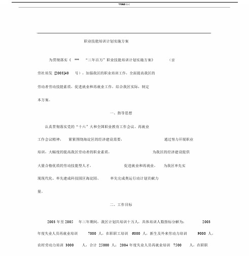 职业技能培训计划实施方案.docx