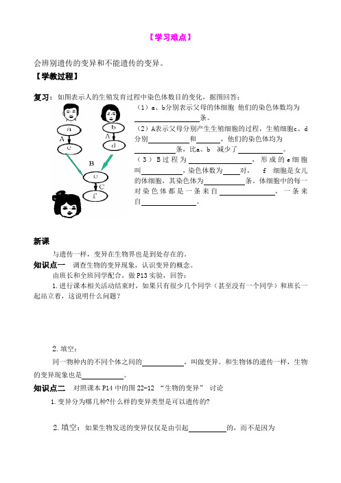 22.5生物的变异 教案1(苏教版八年级下册)