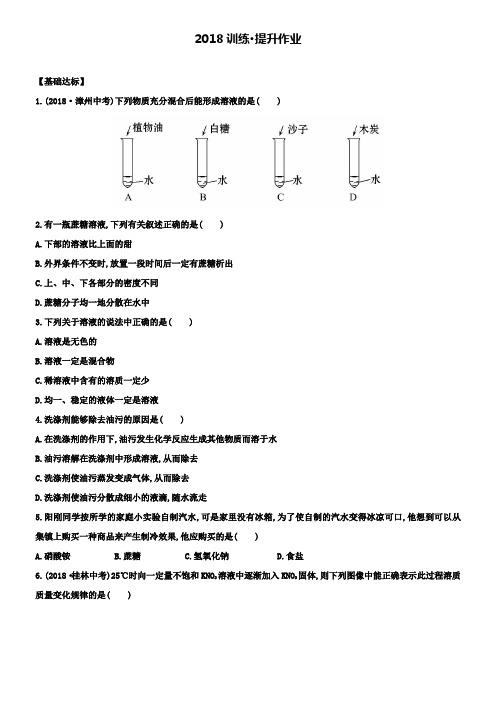 初中化学鲁教版练习第一节溶液的形成(含解析)