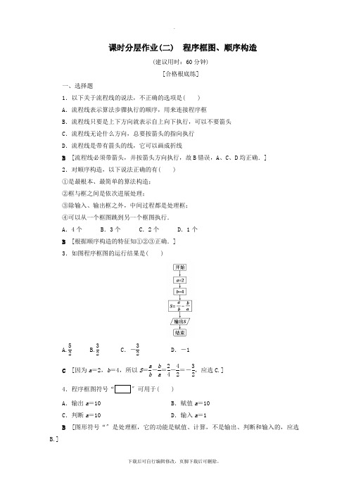 2021_2022学年高中数学课时分层作业2程序框图、顺序结构(含解析)新人教B版必修3