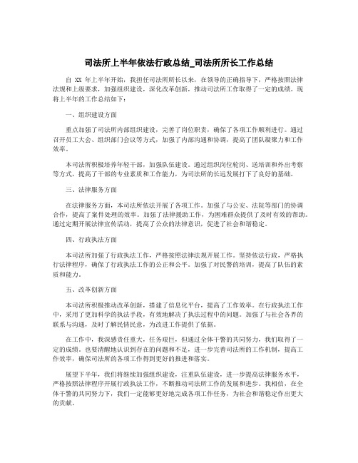 司法所上半年依法行政总结_司法所所长工作总结