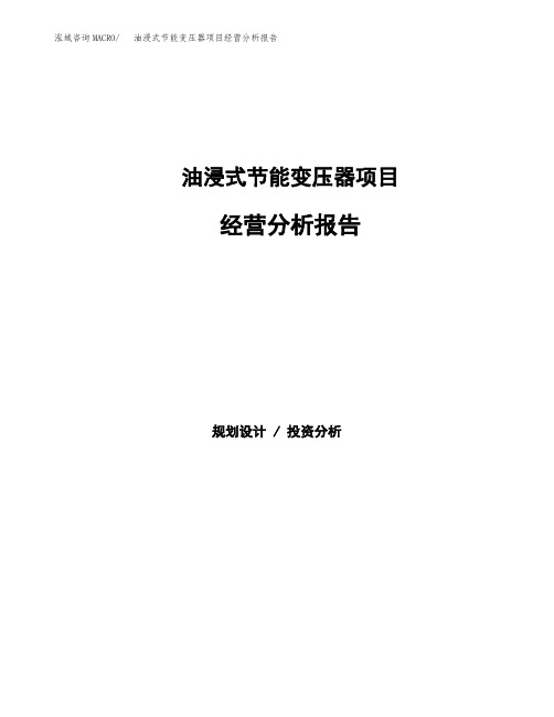 油浸式节能变压器项目经营分析报告(项目总结分析)