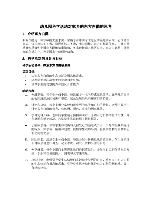 幼儿园科学活动对家乡的东方白鹳的思考