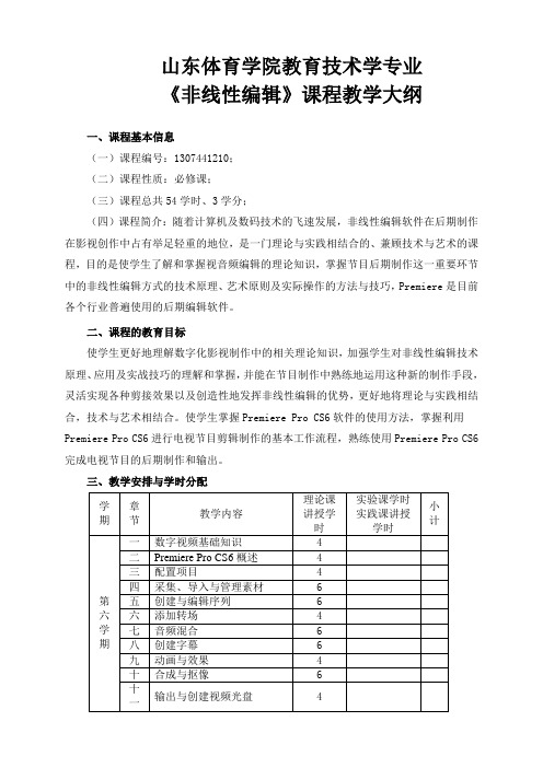 非线性编辑教学大纲