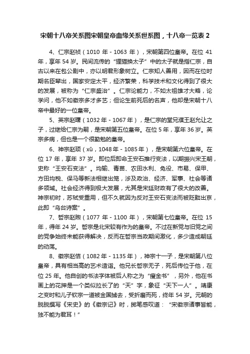 宋朝十八帝关系图宋朝皇帝血缘关系世系图，十八帝一览表2