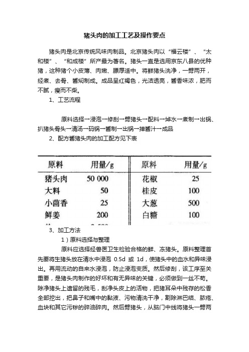 猪头肉的加工工艺及操作要点