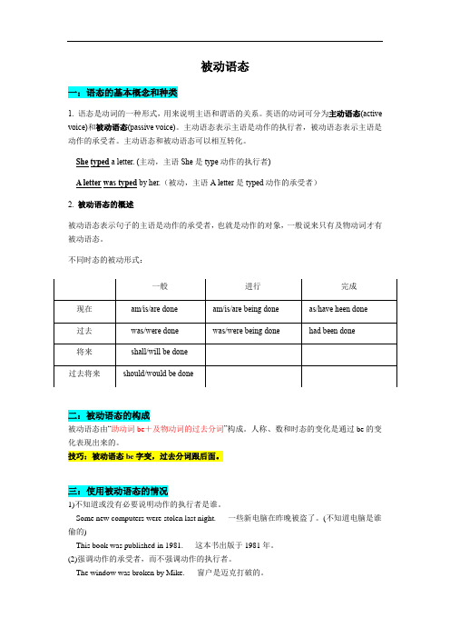 被动语态专项讲解与巩固拓展练习(有答案)