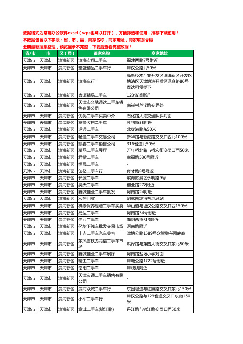 新版天津市天津市滨海新区二手车工商企业公司名录名单大全74家