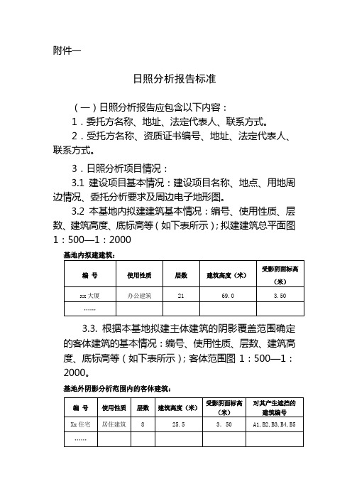 日照分析报告标准