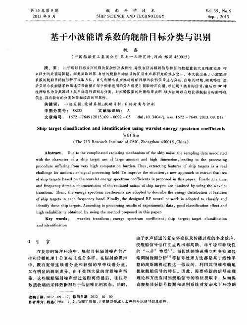 基于小波能谱系数的舰船目标分类与识别