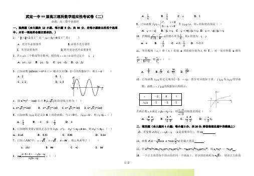 武定一中09届高三理科数学适应性考试卷