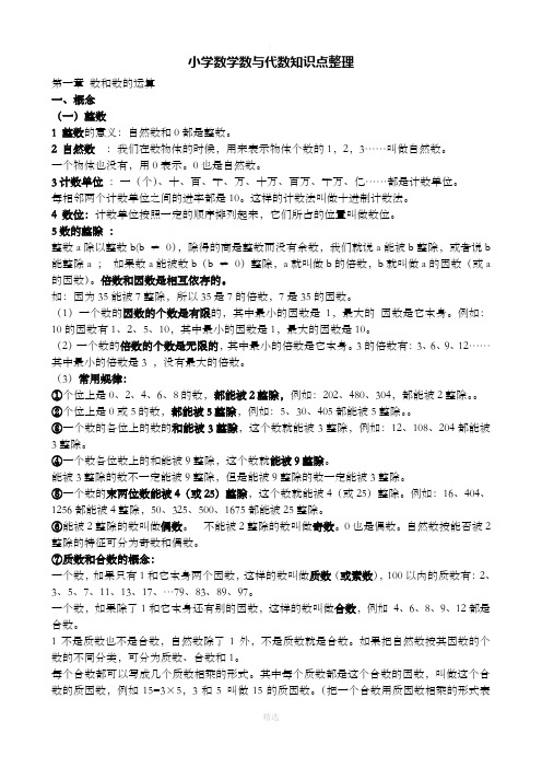 小学数学数与代数知识点整理