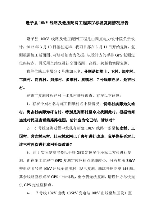隆子县四标段复测汇报