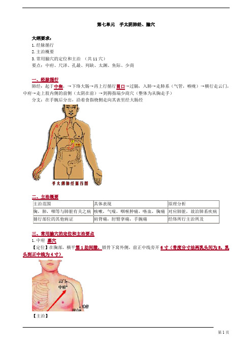 【基础】中医执业-针灸学-手太阴肺经、腧穴