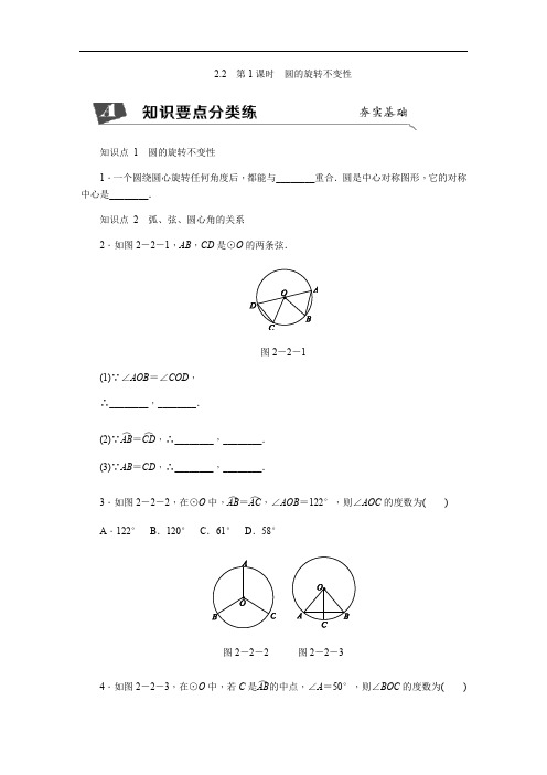 新苏科版数学九年级上册同步练习2.2 第1课时 圆的旋转不变性