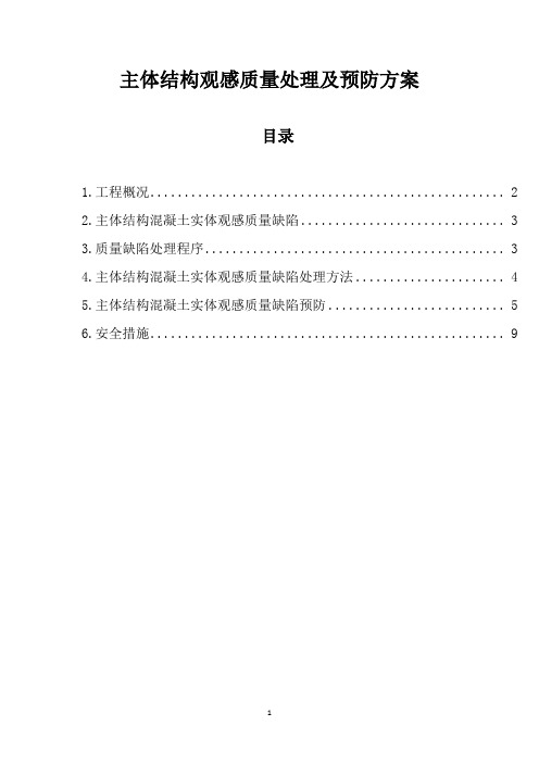 主体结构观感质量处理及预防方案