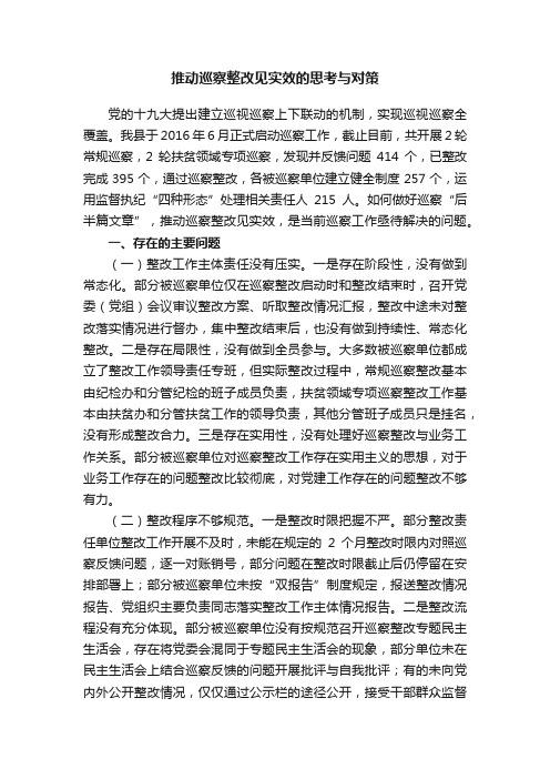 推动巡察整改见实效的思考与对策