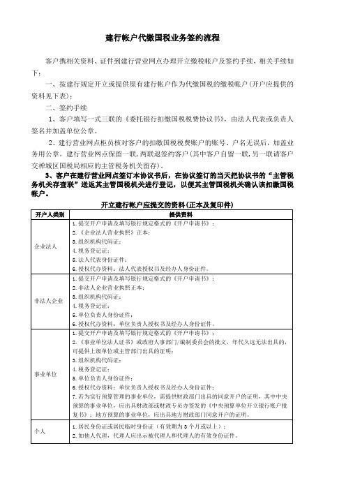 建行帐户代缴国税业务签约流程