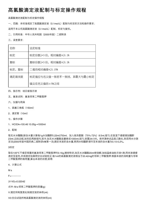 高氯酸滴定液配制与标定操作规程