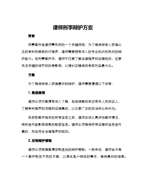 律师刑事辩护方案