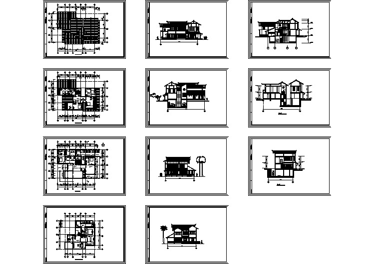 两层日式风格别墅建筑cad设计图