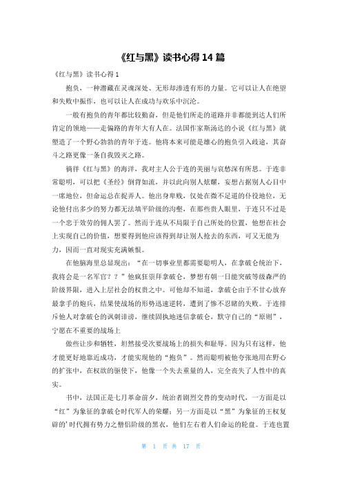 《红与黑》读书心得14篇