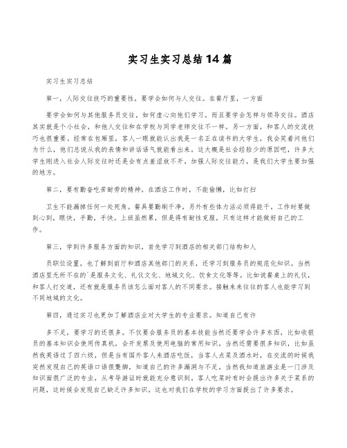 实习生实习总结14篇