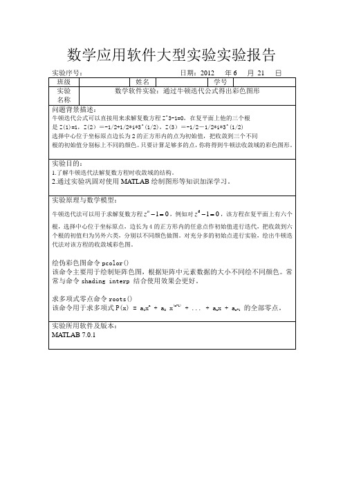 数学应用软件大型实验实验报告：涂色问题