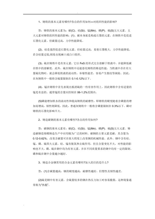 铸造中合金元素分析