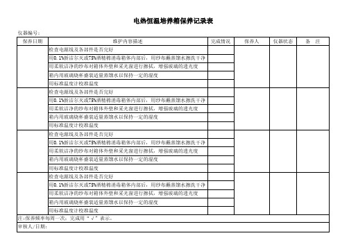 电热恒温培养箱保养记录表